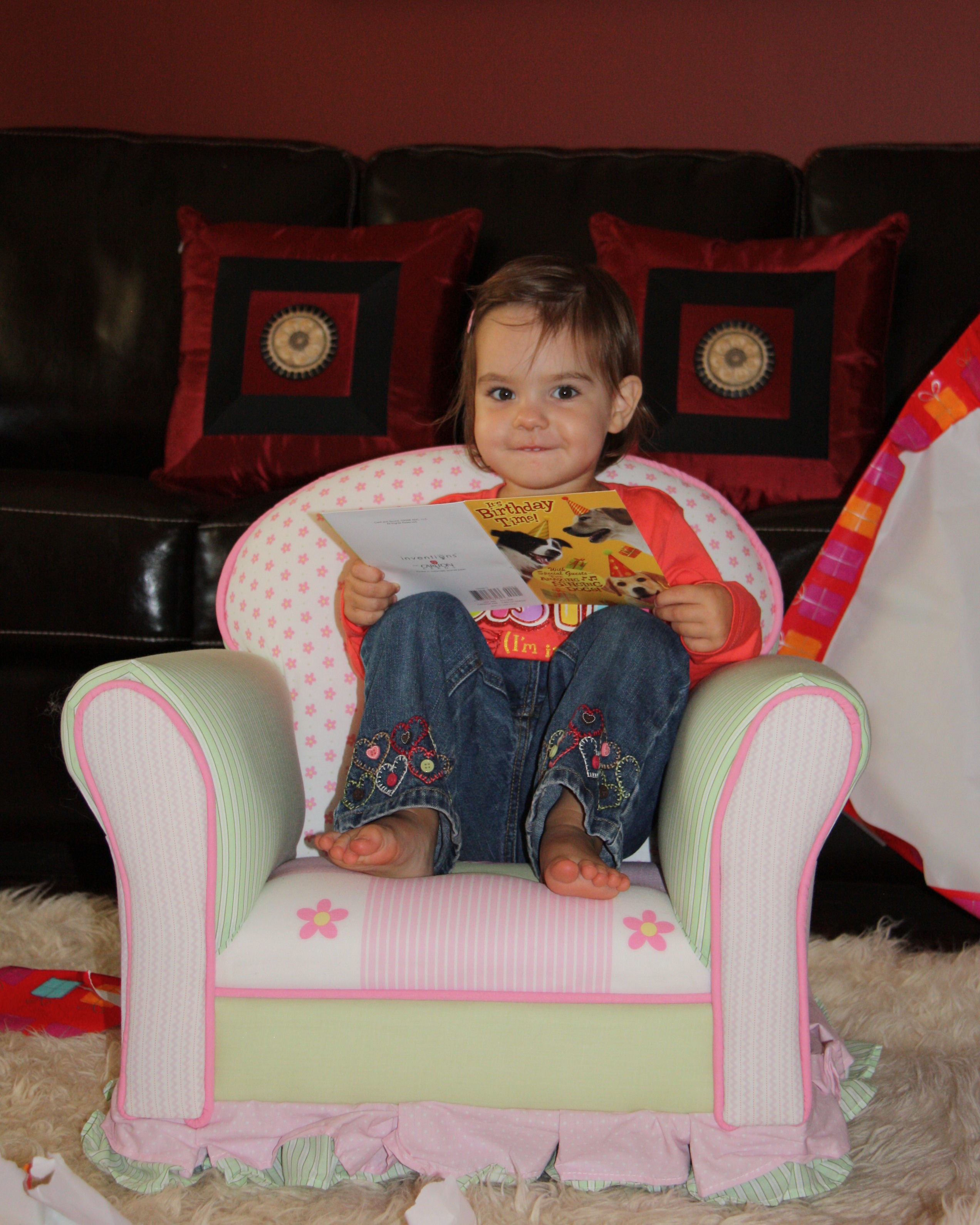 Samantha in her big chair
